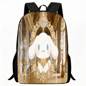 Sanrio | Kids Bag Cinnamoroll Royal Palace Print Children Backpack Ornate Gold Frame and Chandelier Design School Bag Lightweight Breat
