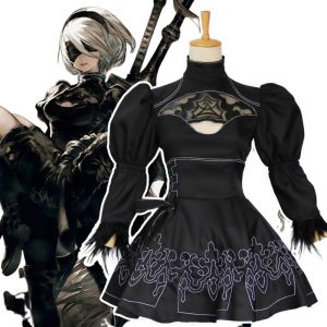 `เสื้อผ้าผู้หญิง Nier Automata Yorha 2B ชุดคอสเพลย์ชุดอะนิเมะผู้หญิงชุดเครื่องแต่งกายชุดแฟนซีชุดสีดำ (ไม่มีวิกผม)`
