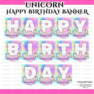 LUCSMART printsNcrafts Unicorn Themed Birthday Banner Set