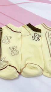 Kaos Kaki Pendek Karakter Beruang Coklat Garis Lucu 6894 Kaus Kaki Motif Bear Line Kaoskaki Coklat Fashion Korea Women Sock LOOKIS
