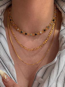 CAFFTI | Metal Weave Colored Dopamine Stone Layered Necklace