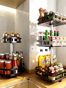 COHF 1/2/3 Tier 360° Rotatable Kitchen Rack | Spice Rak Seasoning Rack | Condiment Rack | Stainless Steel Kitchen Organizer
