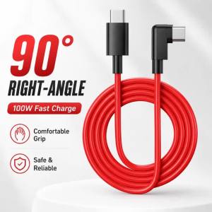 Cáp USB C 100W Góc 90 Độ Type C To Type C Sạc Nhanh PD Dây TPE Bền Dùng Cho Chơi Game Truyền Dữ Liệu Màu Đỏ
