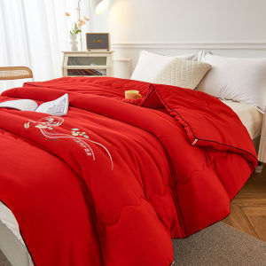 ผ้าห่มสำหรับงานแต่งงานผ้าห่มสำหรับฤดูหนาวแต่งงานใหม่ผ้าห่มสำหรับงานแต่งงานสีแดงสดสำหรับสองคนผ้าห่มเพิ่มความหนาให้ความอบอุ่นผ้าห่มคอตตอนไส้ผ้าห่ม