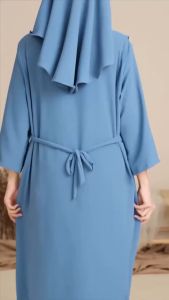 Gamis Abaya Muslim Set Hijab Bergo | Bahan Crinkle Airflow | Motif Polos Terbaru Fashion Wanita Kekinian