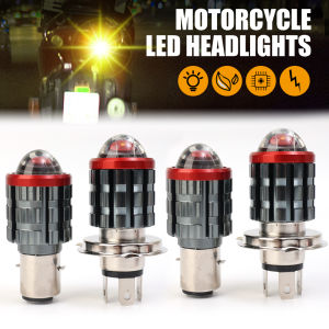 H4/H6 8000LM BA20D หลอดไฟหน้ารถมอเตอร์ไซค์12W LED ไฟสปอตไลท์รถเลนส์ CSP ไฟหน้าสีขาวสีเหลืองอเนกประสงค์
