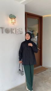 Kemeja Wanita Jumbo Polos Bahan Rayon Twill XXXXL Ld 124cm By Zubi Fashion