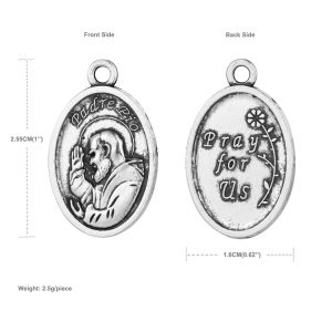 10Pcs Patron Saint Padre Pio Pendants Catholic St. Padre Pio Charms for DIY Necklace Jewelry Making Accessories