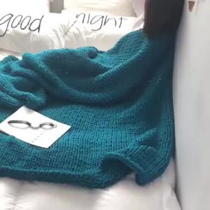 Handmade Knitted Wool Sofa Throw Blanket