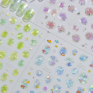 5D Jelly Shell Light Nail Stickers Small Fresh Ice Transparent Water Flower Self Adhesive Nail Decorations Accessories Stickers