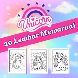 Kertas Gambar Mewarnai - UNICORN / Kertas Mewarnai A4 A5 / Coloring