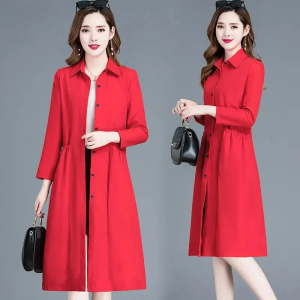 เสื้อแจ็คเก็ตยาวปานกลางทรงเข้ารูป สไตล์ฤดูใบไม้ร่วง ทรงเข้ารูป ปกโปโล แขนยาว ปกติ ปกติ เสื้อผ้าทำงานสำหรับผู้หญิง