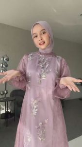 Gamis Brokat Burgundy Dewasa Gamis Kondangan Kekinian Dress Pesta Mewah Wanita Gamis Lebaran