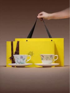 JINGDEZHEN | Traditional Chinese Color Coffee Cup Set Wedding Gift