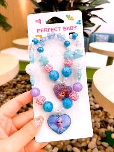 2 In 1 Mermaid Shell Pearl Necklace Pendant bracelet Set Frozen/PAW Patrol Peppa Pig/ princess necklace with childrens jewelry beads necklaceAccessories Jewelry For Kids