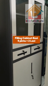 KLIKFURNITURE Lemari Arsip Besi Filing Cabinet Besi 4 Pintu 2 Laci AK 12 / JW112