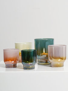 Modern Home Decor Candle Holder Dinner Table Centerpiece Electroplated Color Glass Aromatherapy Cup Simple Yet Elegant Design