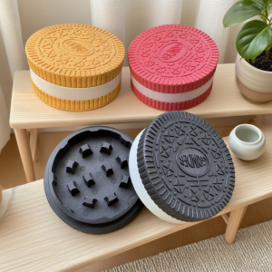 2 Layers Biscuit Shape Design Grinder Stronger Grip for Spice Herb Pepper Mill Smoking Kitchen Use