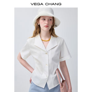 Slim Waist White Shell Design Short Sleeve Summer Office Blouse