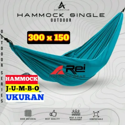 Hammock jumbo 300x150. BB maks 200kg. murah. cod. makassar. hammock gunung. ayunan gantung. hammock dewasa.hammock anak. hammock campping. rei. eiger. super. bahan impor
