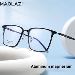 MAOLAZI Fashion Comfortable Eyeglasses Retro Square Aluminum Magnesium Eyewear Optical Prescription Glasses Frame For Men 28532SF