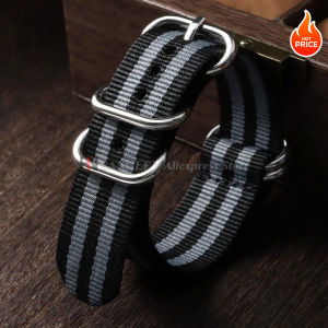 Ribbed Nylon Watch Band 18mm 20mm 22mm 24mm Wristband Men Women Watch Strap Ring Buckle for Army Green Military Sports Bracelets