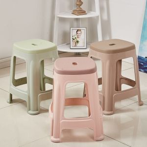 Thickened Plastic Stool Double Color Anti-slip Adult Chair High Stool Bathroom Stool Modern Simple Style Non-assembled Furniture