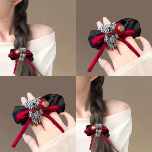 Dây Buộc Tóc Hình Gấu Pháp Màu Đen Trắng Cho Bé Gái Dây Buộc Tóc Du Lịch Mới 2025 Dây Buộc Tóc Bằng Cao Su Dây Buộc Tóc Bằng Da Động Vật