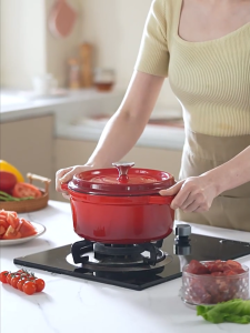 Enamel Csat Iron Pot 20/24/28cm Non Stick Cooking Pot Slow Cooker Suit for Induction Cookers & Gas Stoves