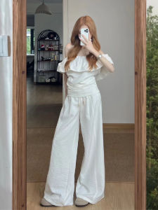 YUEZHONGWEI | French Style One Shoulder White Short Sleeve Womens Shirt Summer Design Sensation Niche High-End Feel Slim Fit Shoulder Baring Top