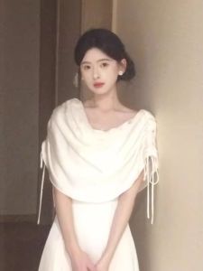 Soft Style Long Slim Fit Dress Korean Style Collar In-Winter Popular Big Women Atmosphere Dress One-Piece Cotton Short Sleeve