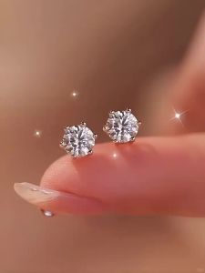 Piercing-Free Magnetic Stud Earrings Six-Claw 1ct Moissanite Earrings for Women and Man Original 925 Sterling Silver Jewelry