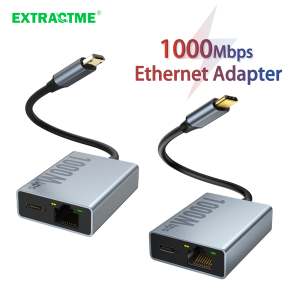 Extractme 1000Mbps Network Card Type C Micro USB Ethernet Adapter for Chromecast 4K Google TV Smartphones Tablets Android Device