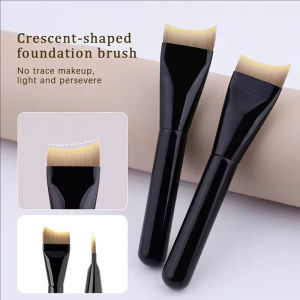 Dorisna Ultra Thin Crescent Foundation Brush Lightweight Face Contour Brush Black Handle Makeup Brush Mixed Foundation Cream Tool