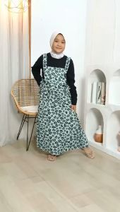 Naomi Dress Anak Perempuan Printing Corak / Gamis Anak Perempuan Kombinasi Kancing Usia 3-12 Tahun