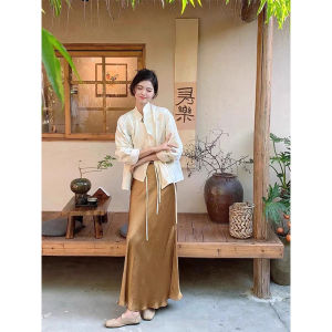 New Chinese Style Womens Outerwear Zen Sensation High-End Hanfu Set Cheongsam Dress Autumn 2025 New Arrival