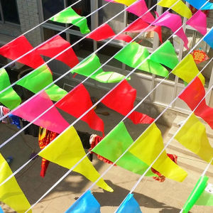 50/200M Multicolored Triangle Flags 100 Flags Hanging Flag Bunting Banner Pennant Festival Wedding Decor Birthday Party Supplies