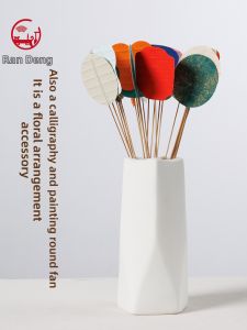 RANDENG | DIY Hand-painting Mini Fan for Decorative Display and Flower Arranging 25cm
