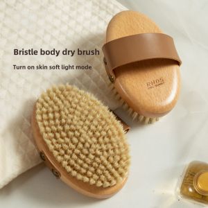 Pure Pig Bristle Dry Brush Body Scrubbing Tool for Beauty And Skin Acid Treatment Authentic RHOS Bath Brush Household Item