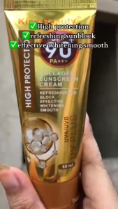 BUY 1 TAKE 2 VELLSAR Collagen Sunscreen Cream SPF90 PA+++ Whitening Sunblock For All Skin 60ml