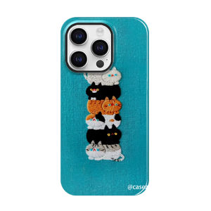 L927 Jenga Cat for Iphone15 Apple 16pro Phone Case 14plus Drop-Resistant 13 Promax12 Niche Art No Shell Twinning Two-in-One Film Soft Case 15pro Case