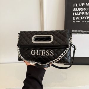 Guess For 18x5x28cm Fashion diamond grid bag 2025 popular handbag single shoulder chain crossbody bag