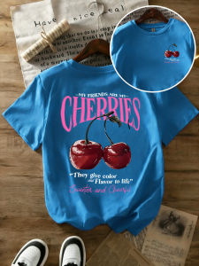 Summer Sweeter Cherries Prints T-Shirts Womens Cotton Oversized T Shirts Basic O-Neck Short Sleeve Tops Casual Woman Clothes
