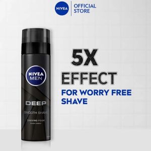 NIVEA MEN Deep Smooth Shave Shaving Foam (200ml) | Shave cream | Shave gel (Buih Cukur)