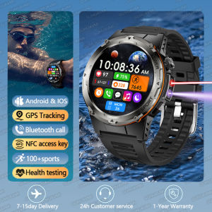 T-Rex 3 GPS Sports Waterproof Smart Watch Men 3ATM waterproof 500mAh Battery NFC Call 2026 New Military Smartwatch UV+Infrared