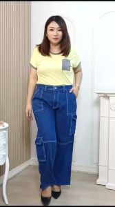 Celana Cargo Jeans Wanita Terbaru dengan Kantong Samping Bahan Premium
