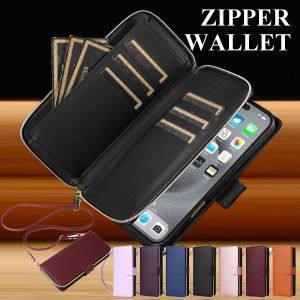 Long Lanyard Zipper Wallet Flip Case for Samsung Galaxy S26 Ultra S25 Plus S24 Fe S23 S22 Card Bag Leather Purse Phone Cover