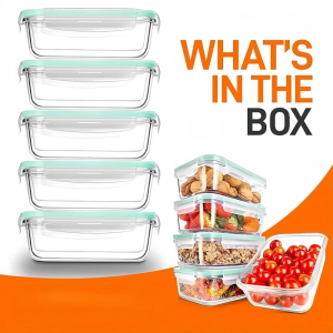 Rectangular Borosilicate Glass Lunch Box Microwave Oven Safe Airtight Food Storage Container Fresh Keeping Bowl for Home Office