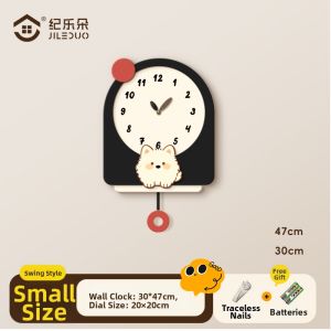 JILEDUO | Cute Dog Silent Retro Home Wall Clock No Drill