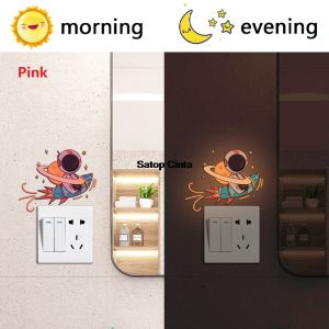 1PCS Cartoon Astronaut Rocket Glow In The Dark Wall Decals Blue Green Pink Luminous Space Switch Adhesive Stickers For Kids Room